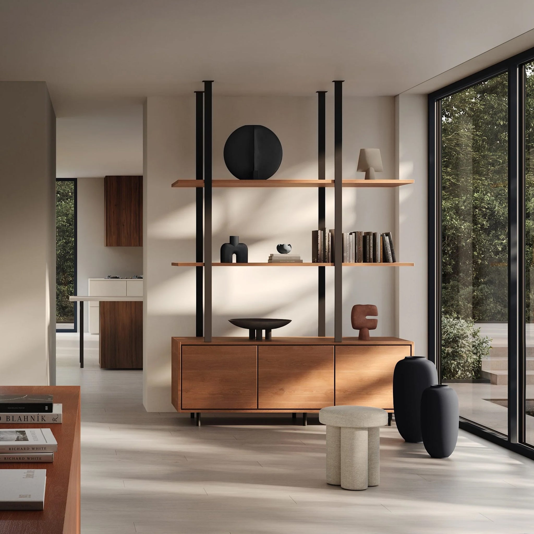 Big Foot Kum Rengi Keten Kumaş Tabure