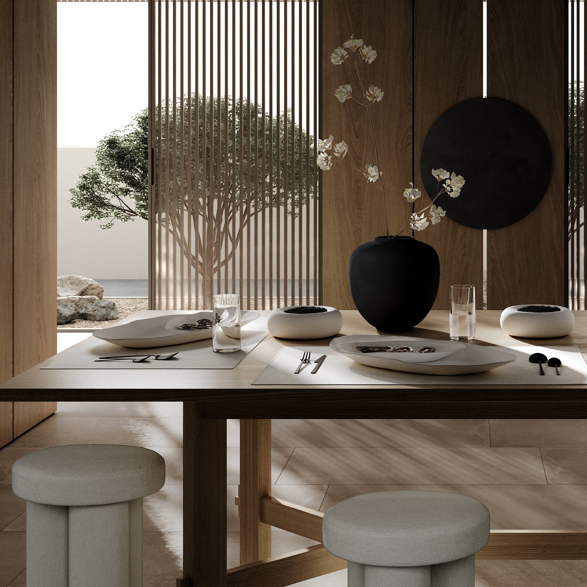 Big Foot Kum Rengi Keten Kumaş Tabure