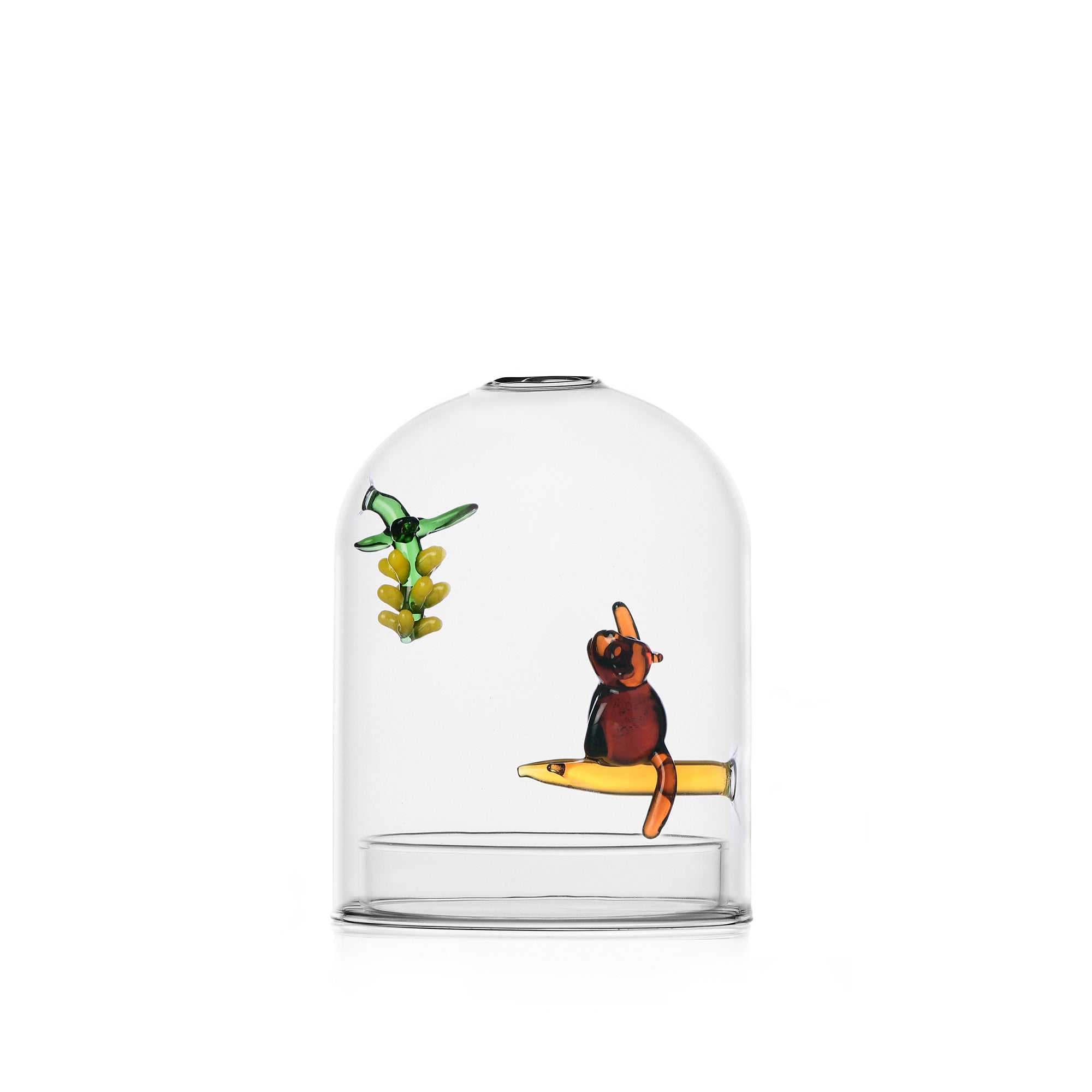 Birds Rüzgar Geçirmez Maymun Ve Muz Figürlü Cam Mumluk