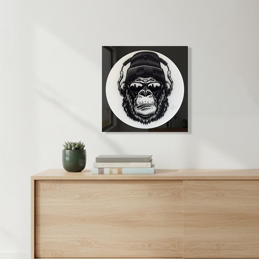 Black&White Monkey Dekoratif Plak