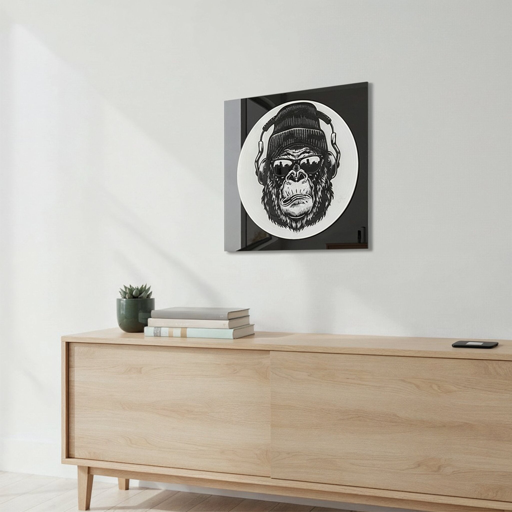 Black&White Monkey Dekoratif Plak