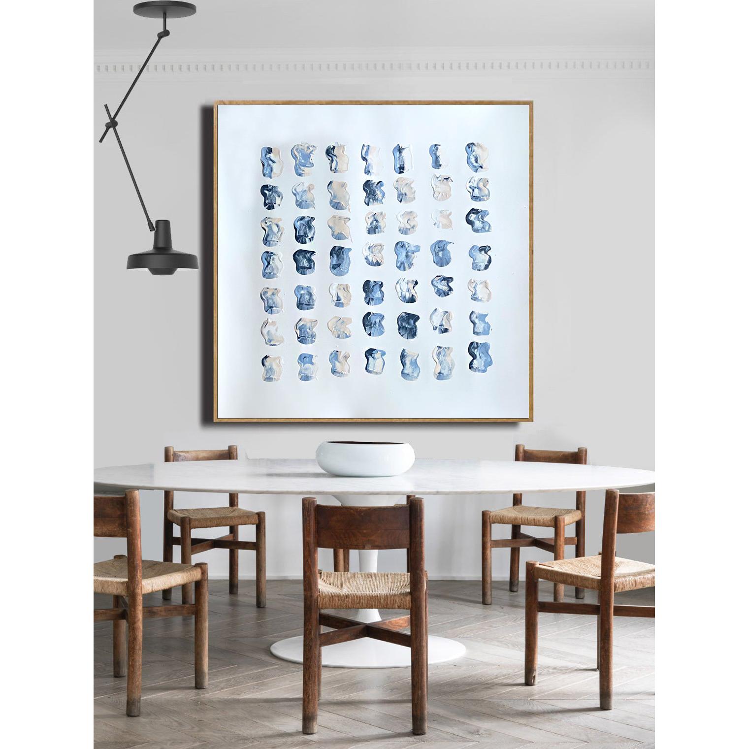 Blue Dots Kanvas Üzeri Akrilik El Yapımı Tablo