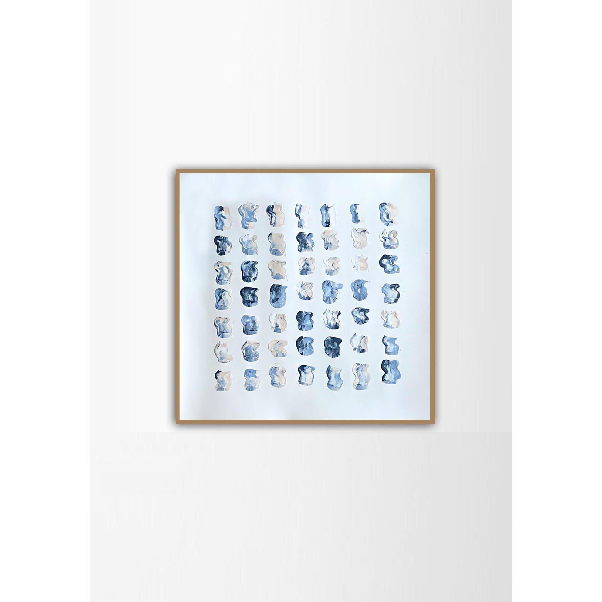 Blue Dots Kanvas Üzeri Akrilik El Yapımı Tablo