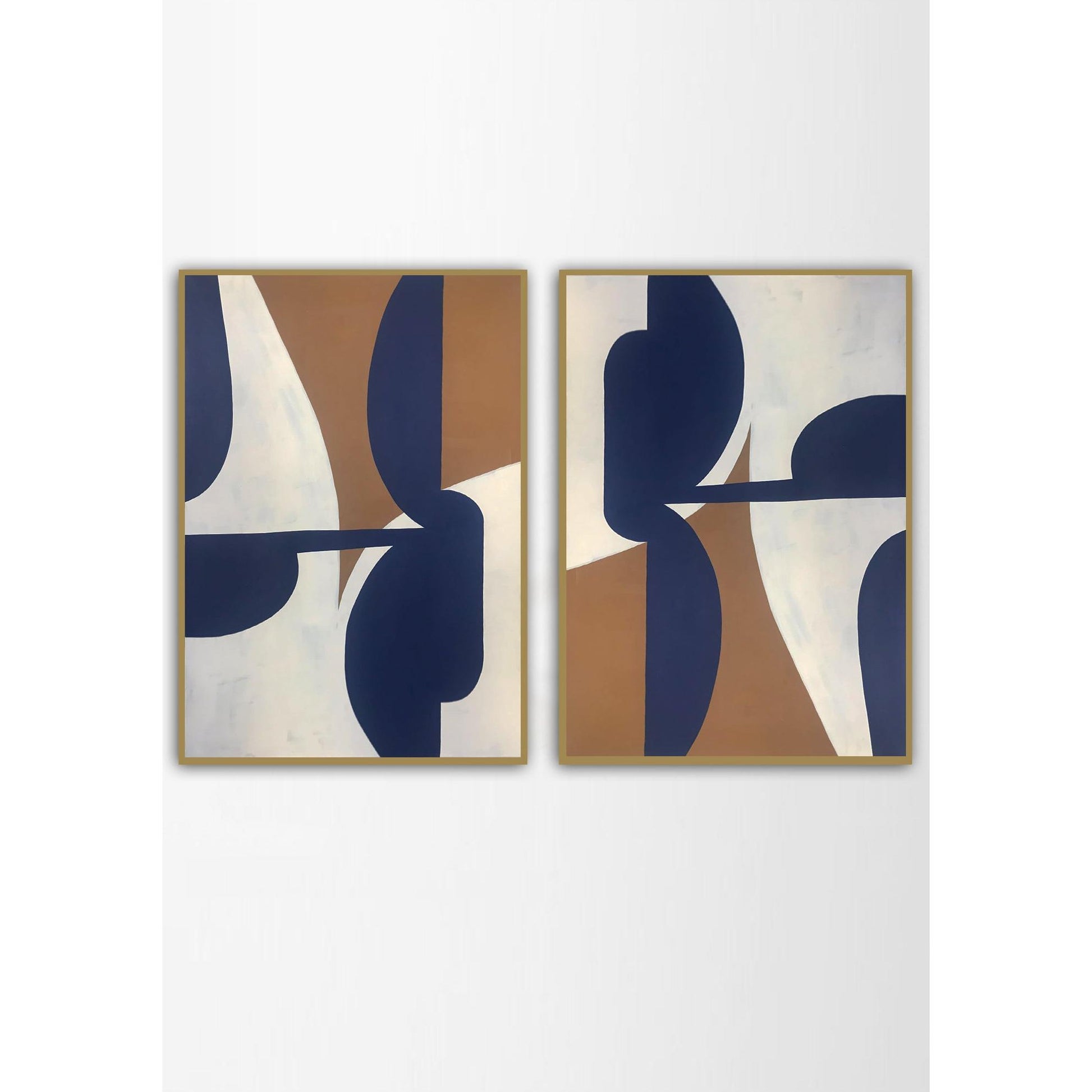 Bold Navy Kanvas Üzeri Akrilik El Yapımı 2'li Tablo
