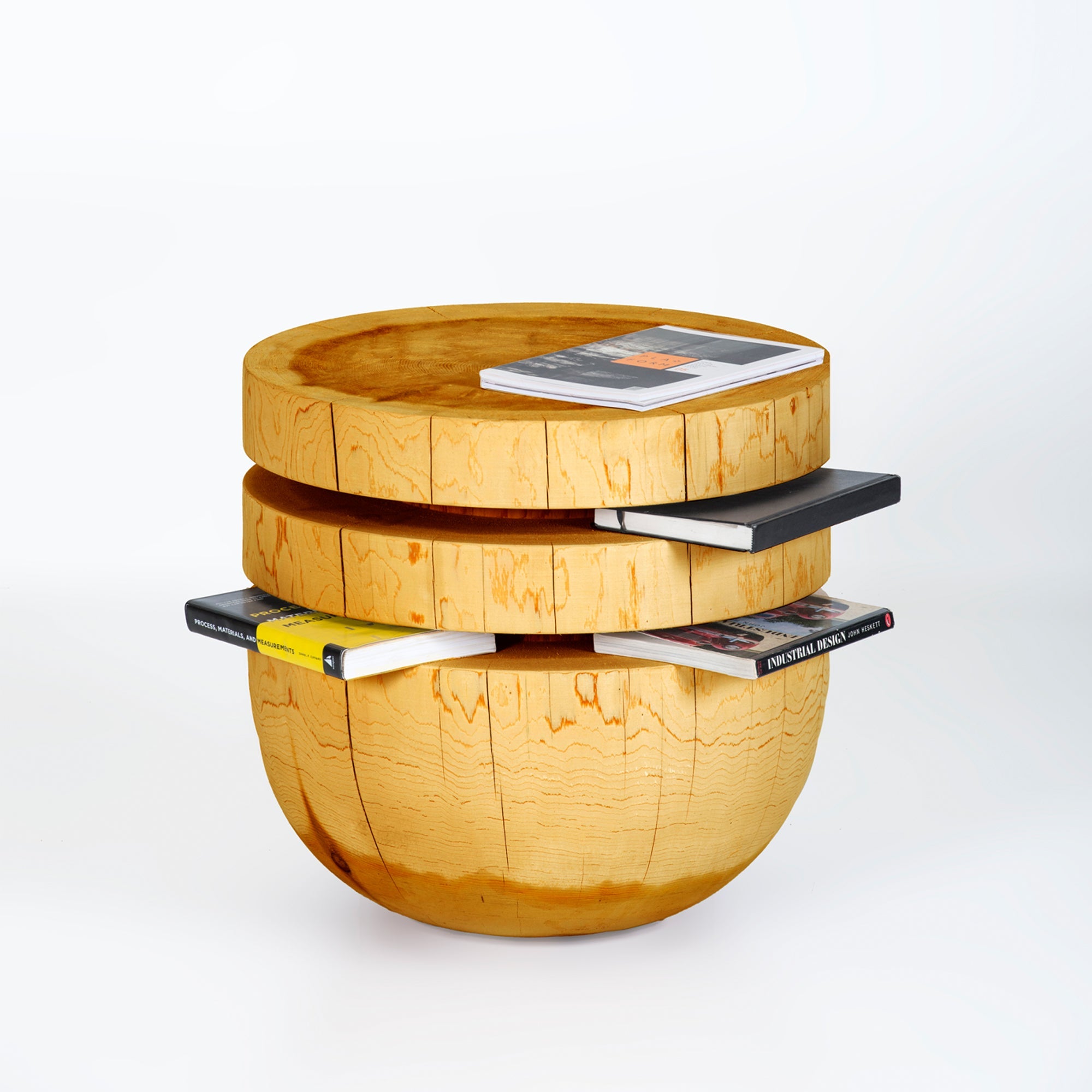 Bookworm Sehpa / Tabure Masif Sedir Yuvarlak Bej