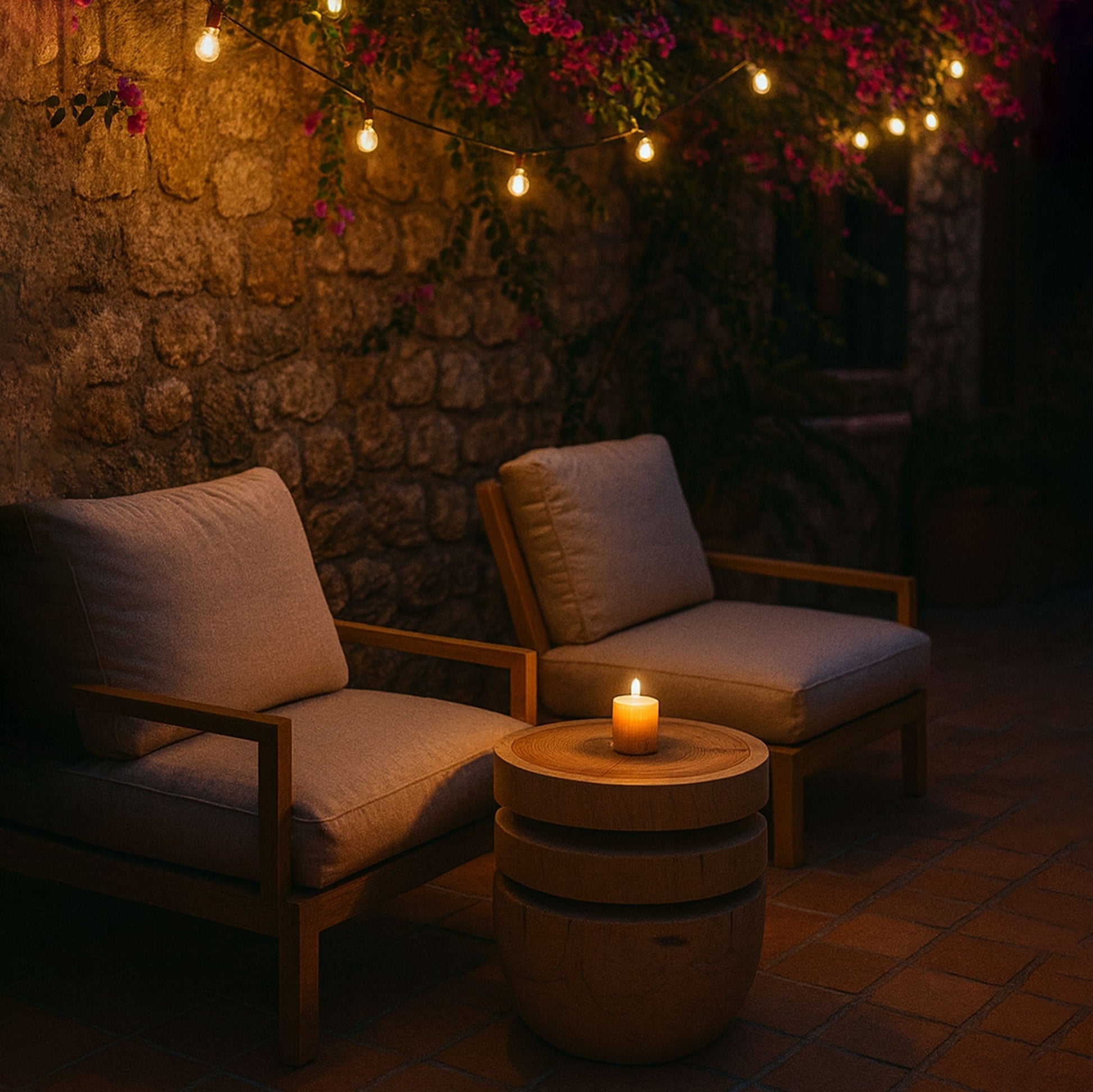 Bookworm Sehpa / Tabure Masif Sedir Yuvarlak Bej