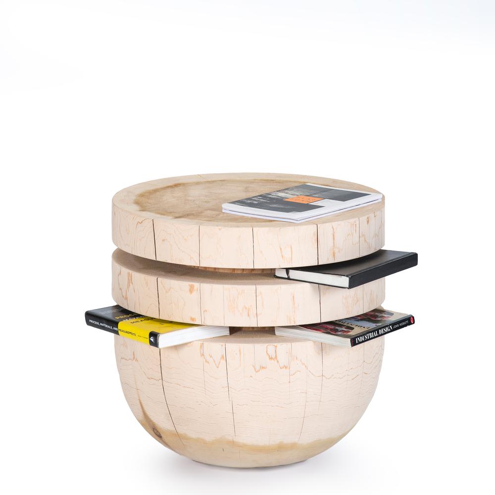 Bookworm Sehpa / Tabure Masif Sedir Yuvarlak Bej