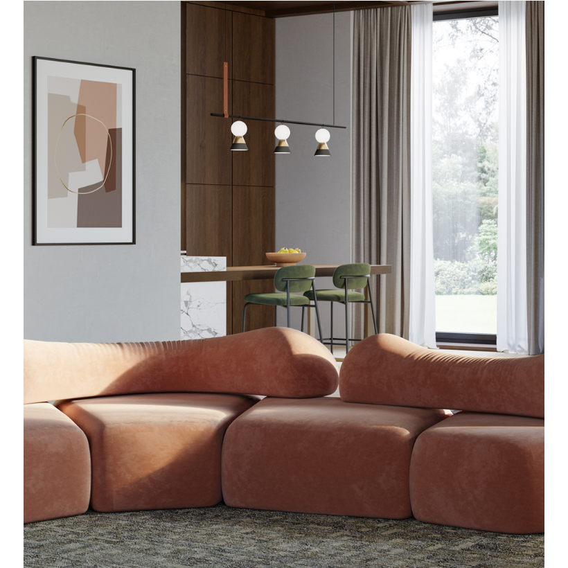 Bozu Üçlü Mat Siyah Gold Sarkıt Avize