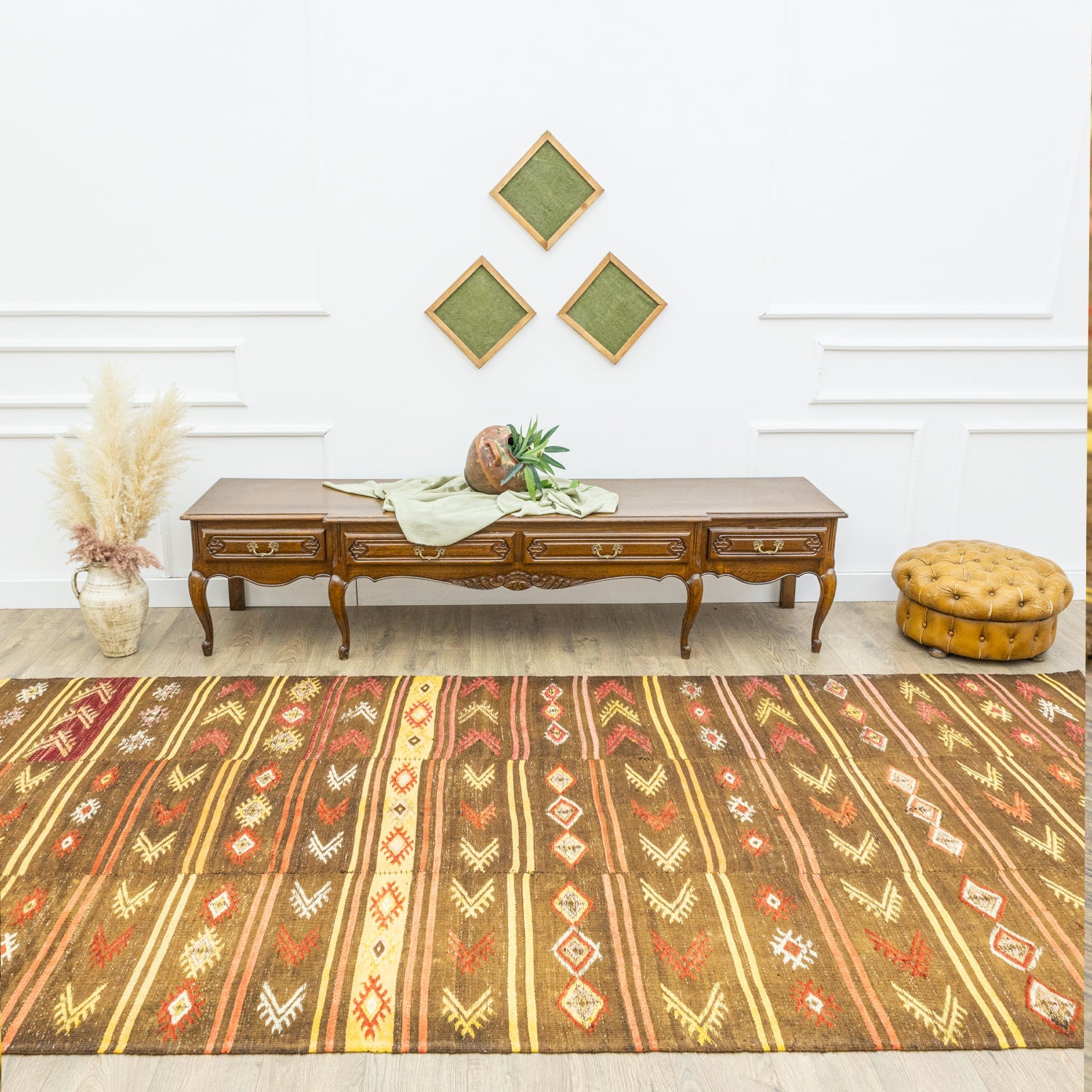 Brownish Çubuklu Üç Kanat Kilim 170X389 Cm