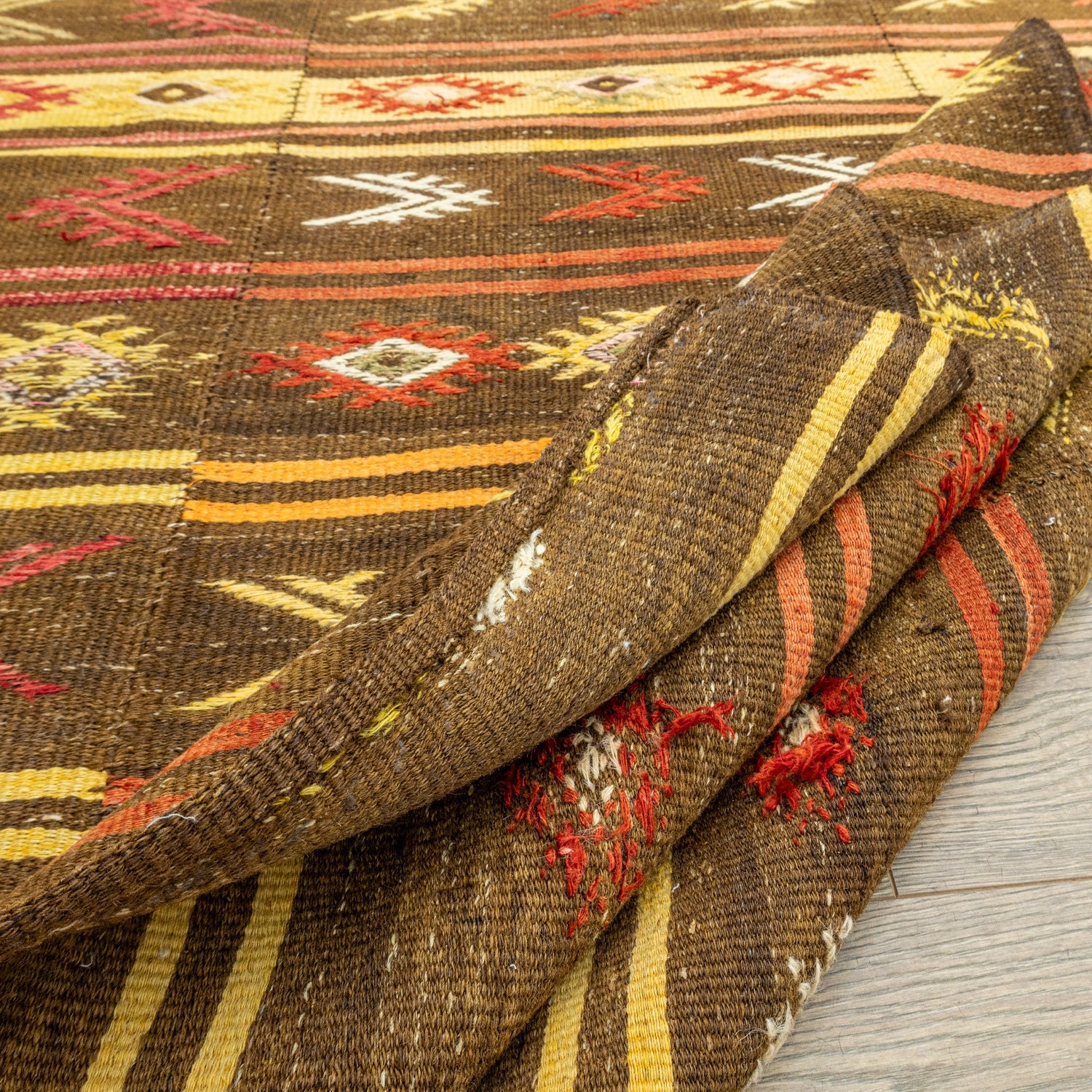 Brownish Çubuklu Üç Kanat Kilim 170X389 Cm