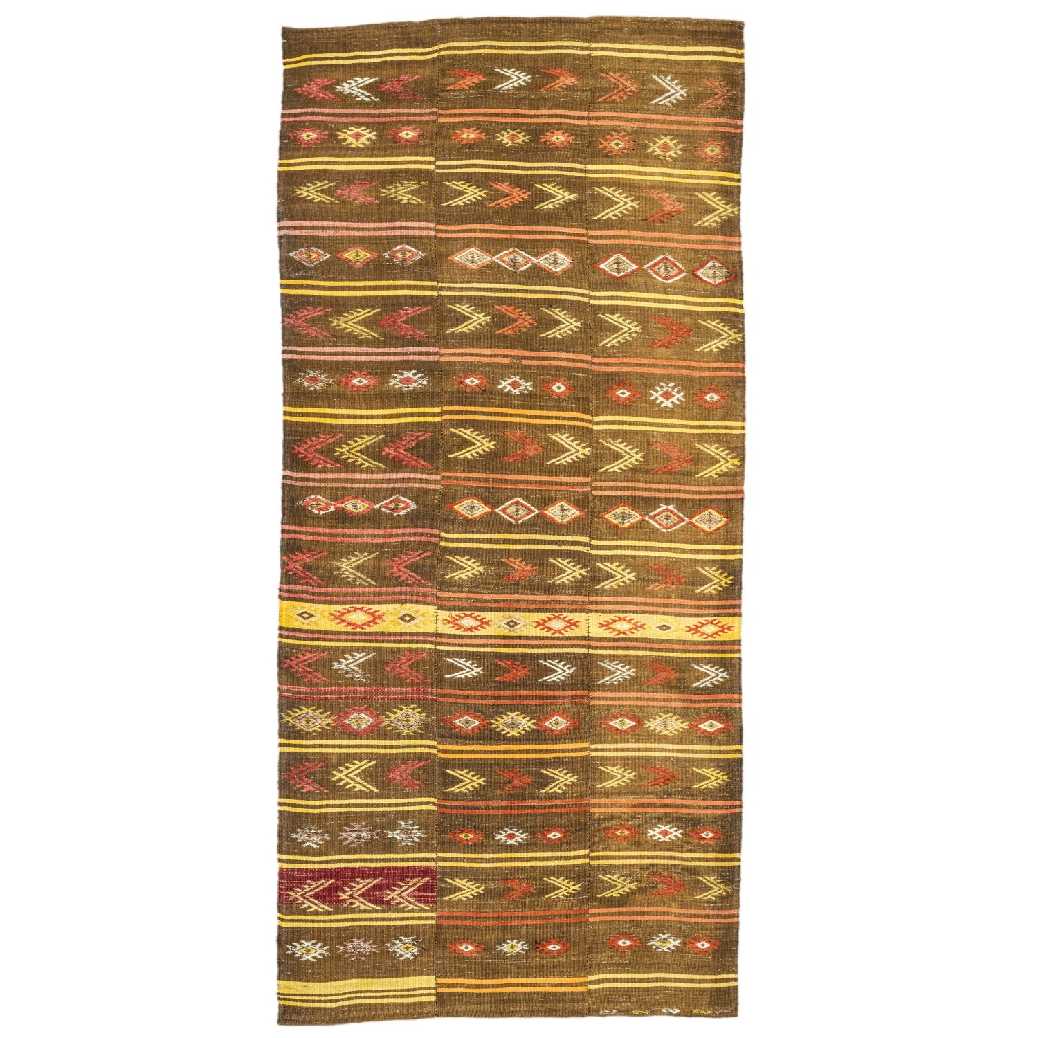 Brownish Çubuklu Üç Kanat Kilim 170X389 Cm