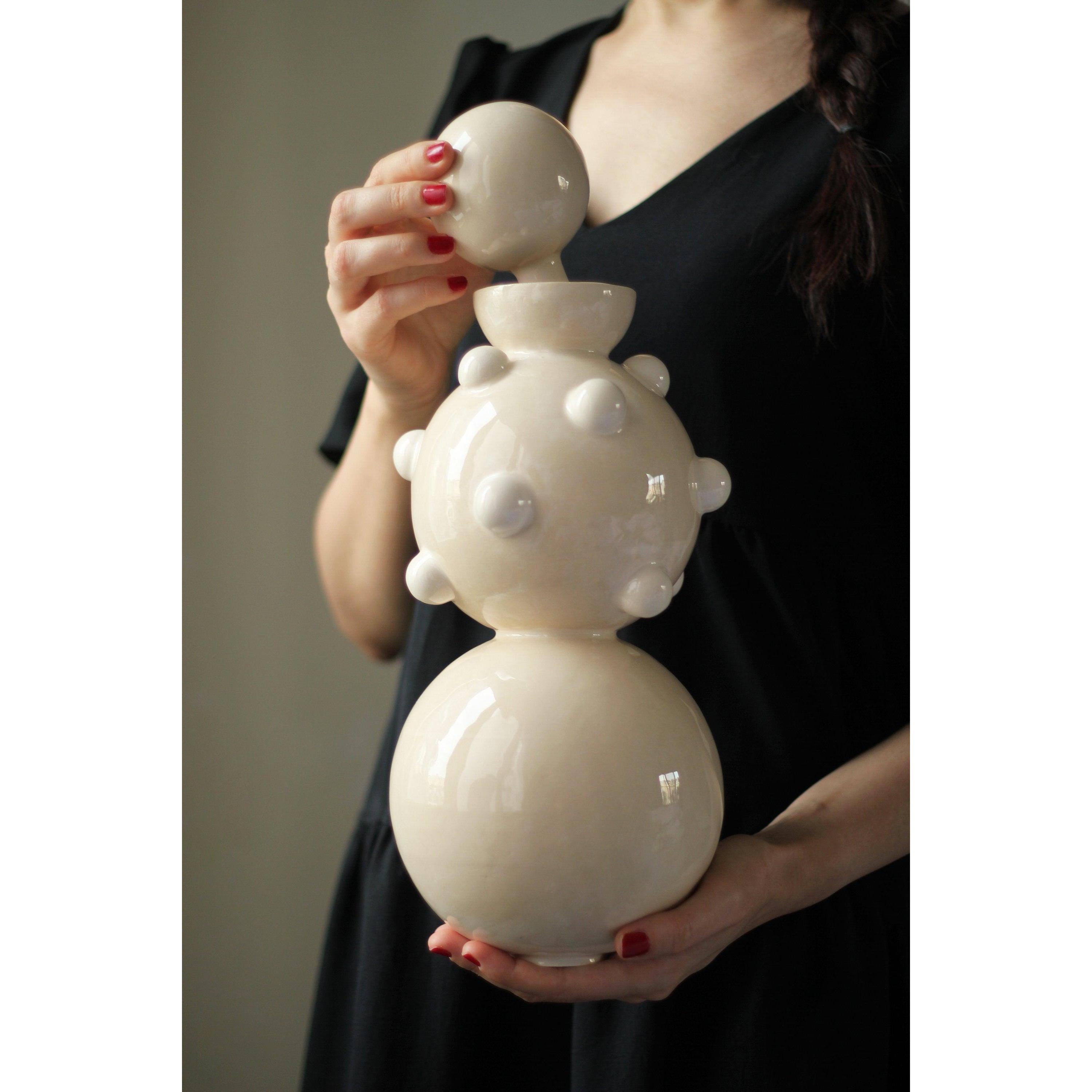 Bubble Seramik Vazo - Krem