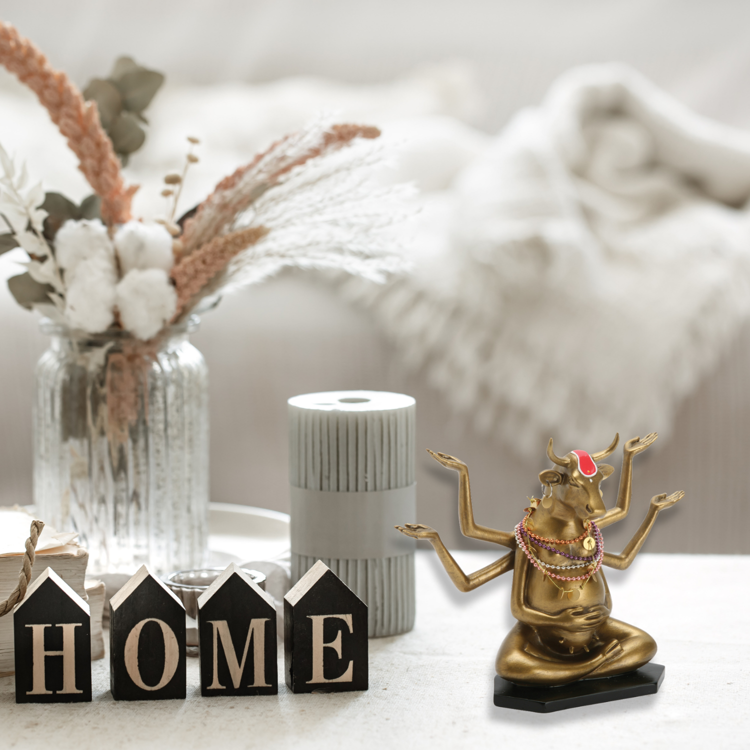 Buddha Cow - El Yapımı İnek Figürü