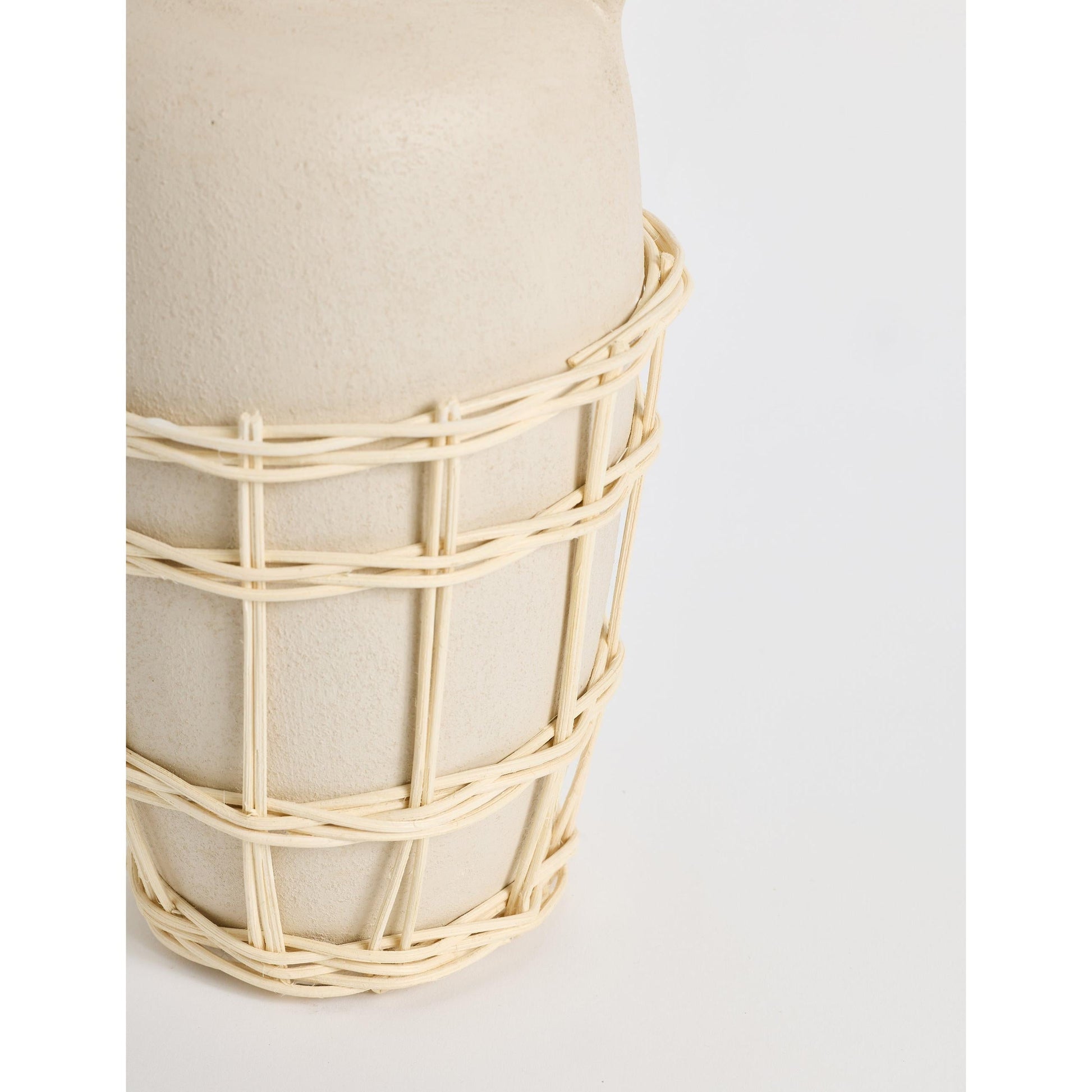 Büyük Doğal Hasır Örgülü Terakota Vazo