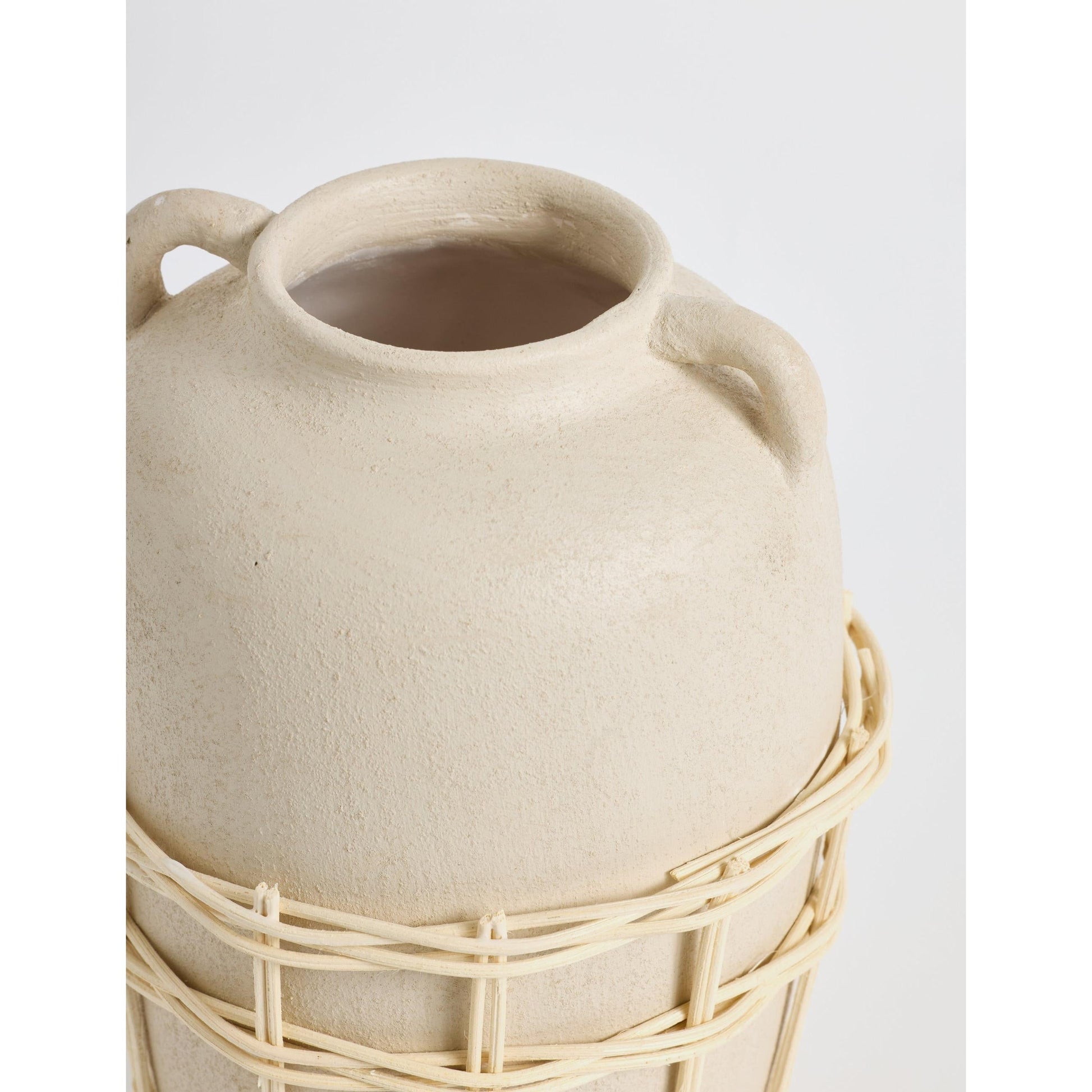 Büyük Doğal Hasır Örgülü Terakota Vazo