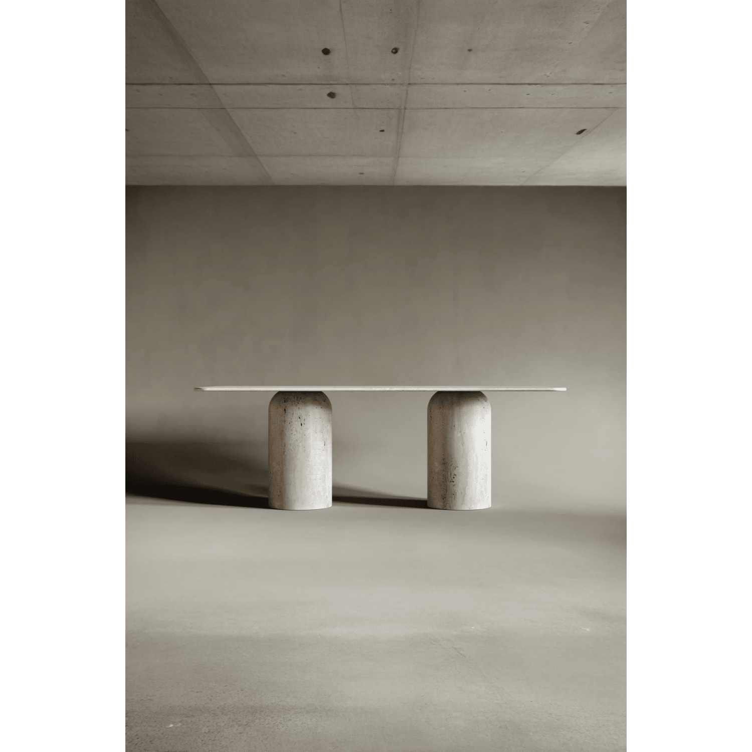 Calandha -Traverten 2 Mermi Ayaklı Yemek Masası