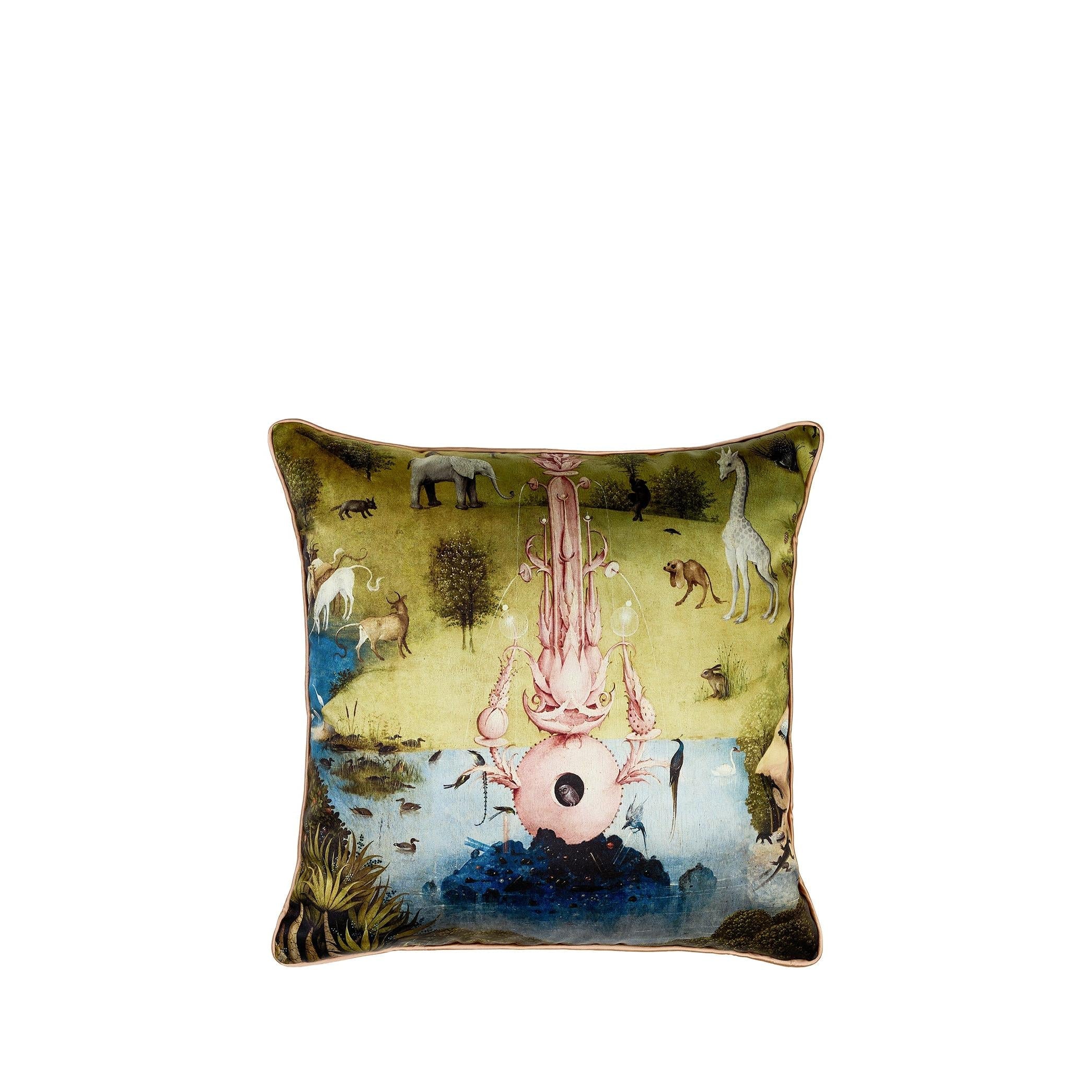 Cennet Renkli Desenli Saten Kırlent 50 X 50 Cm