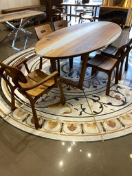 Ceviz Nehir Epoksi Elips Yemek Masası - Duman Gri Reçine Tasarım-Yemek Masası-Innature Home-80*180-NowShopFun
