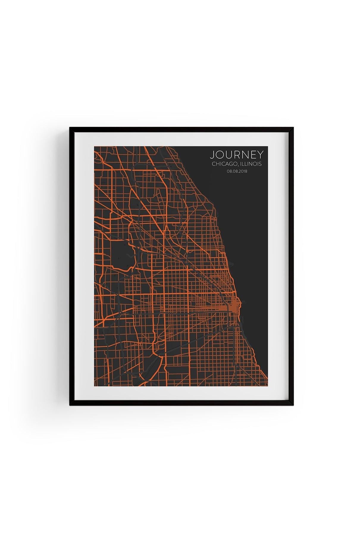 Chicago Şehir Haritası Poster