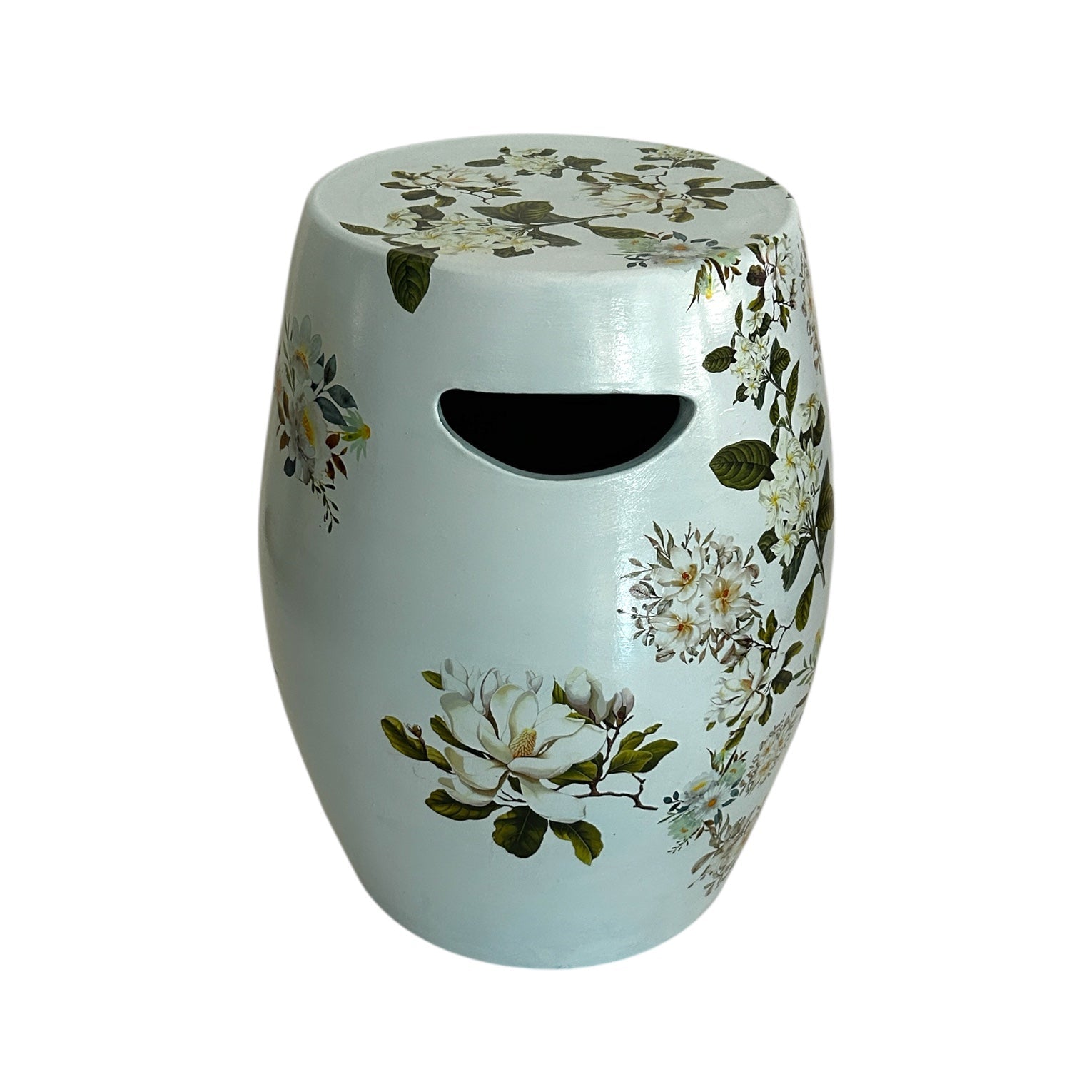 Çiçek Desen Mavi Seramik Sehpa