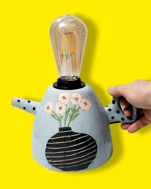 Çiçekli Çaydanlık Formlu Abajur 2