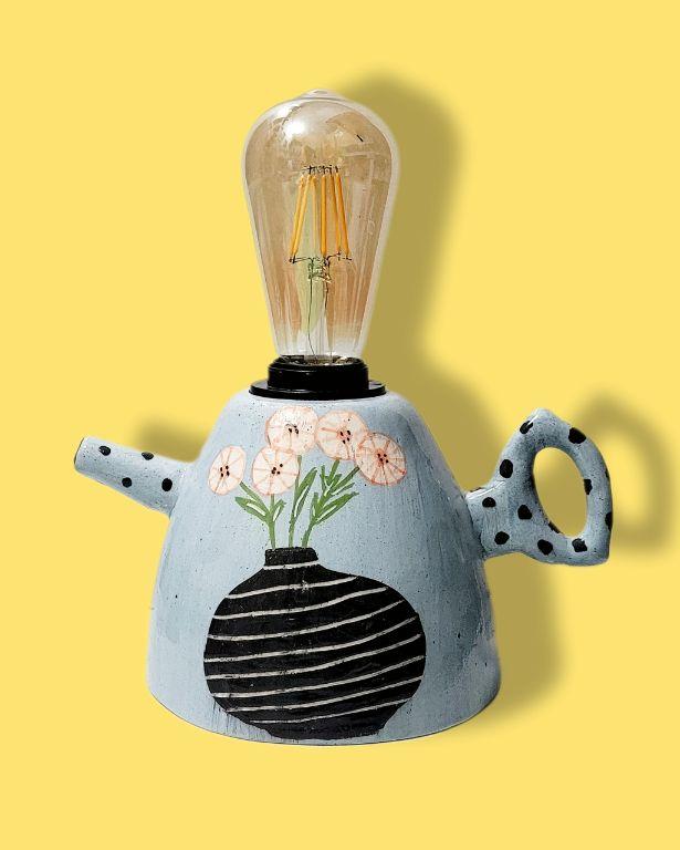 Çiçekli Çaydanlık Formlu Abajur 2