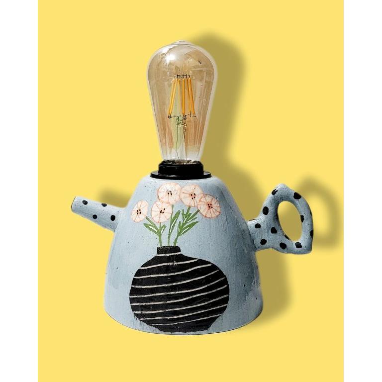 Çiçekli Çaydanlık Formlu Abajur 2