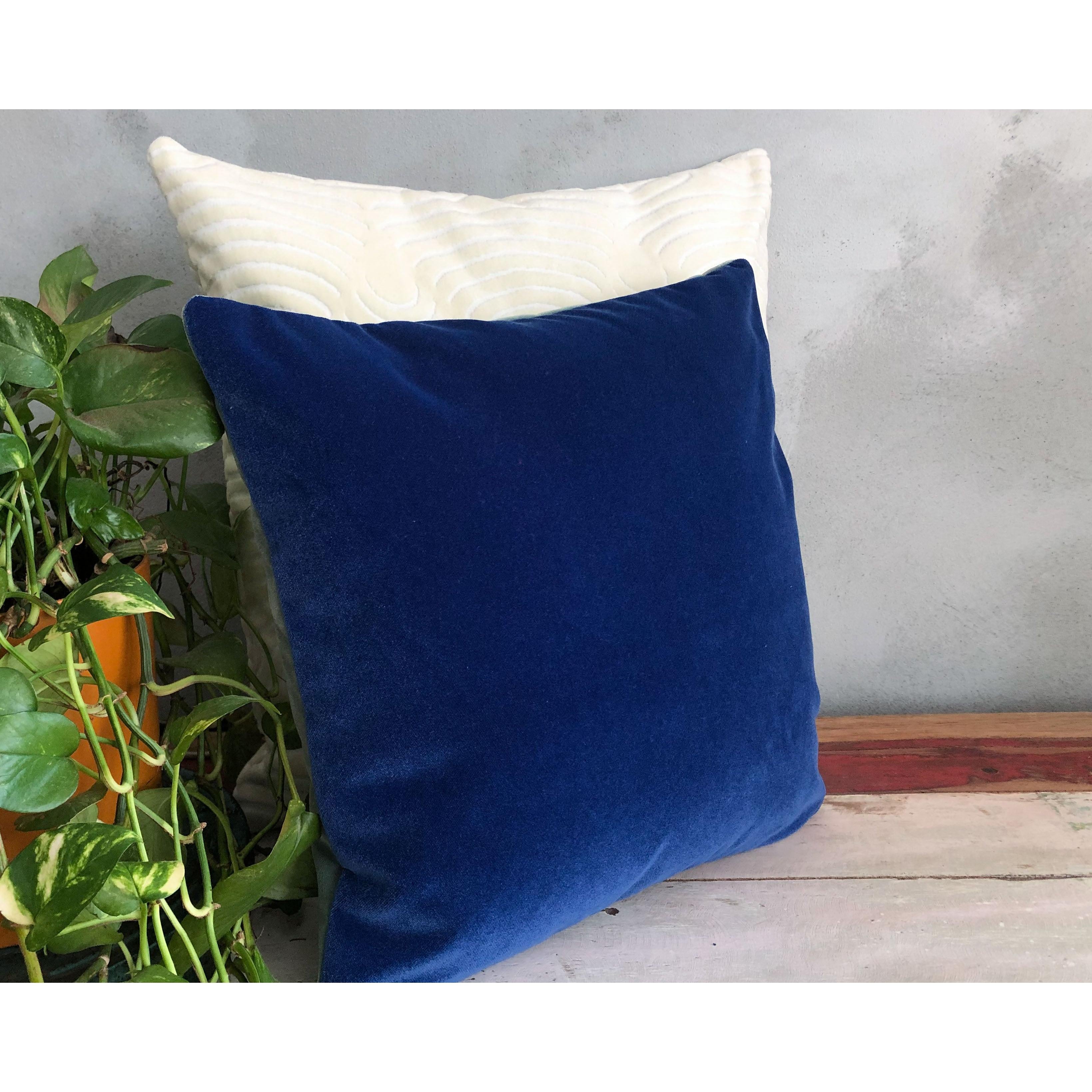 Çift Renkli Mavi Kadife Yastık Kılıfı