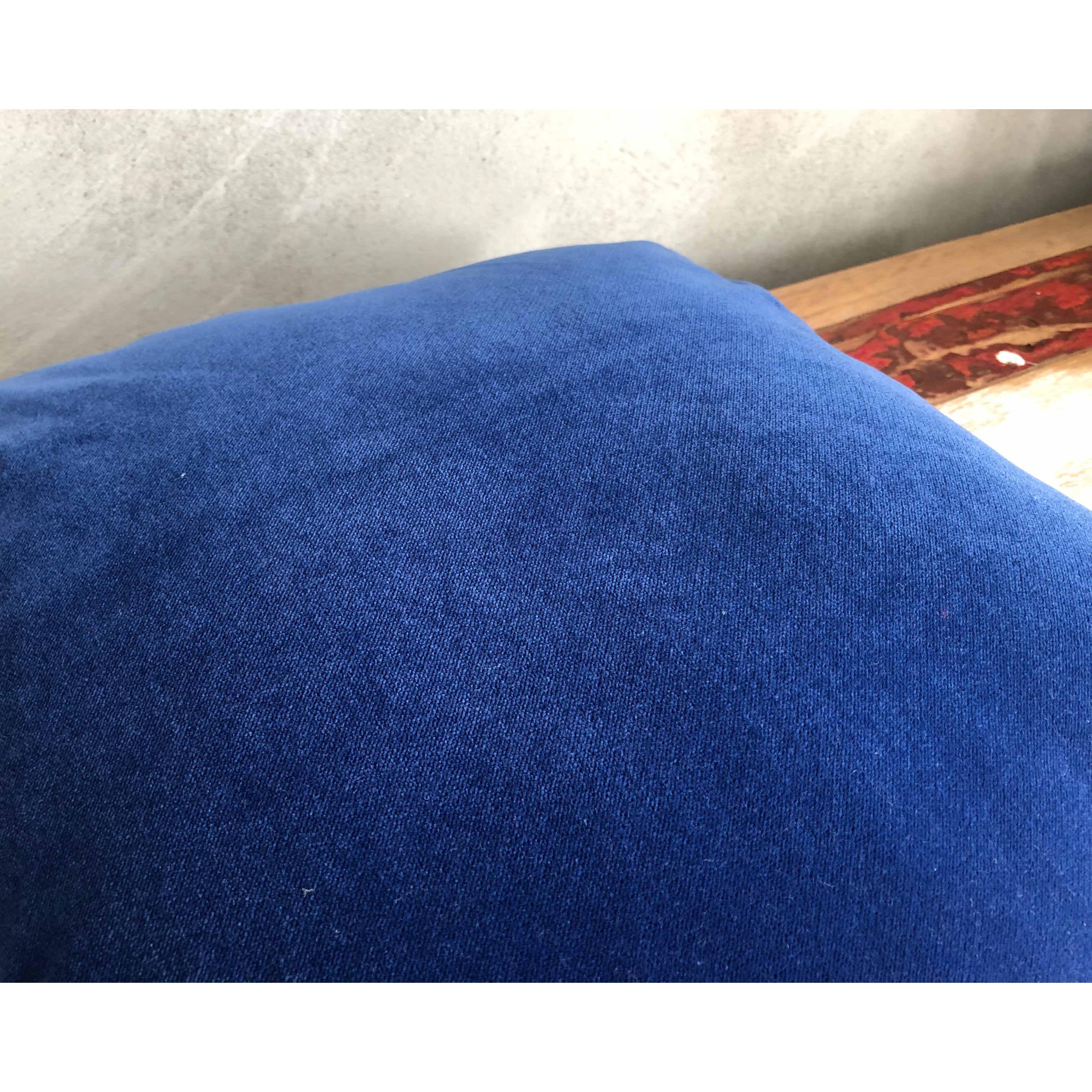 Çift Renkli Mavi Kadife Yastık Kılıfı