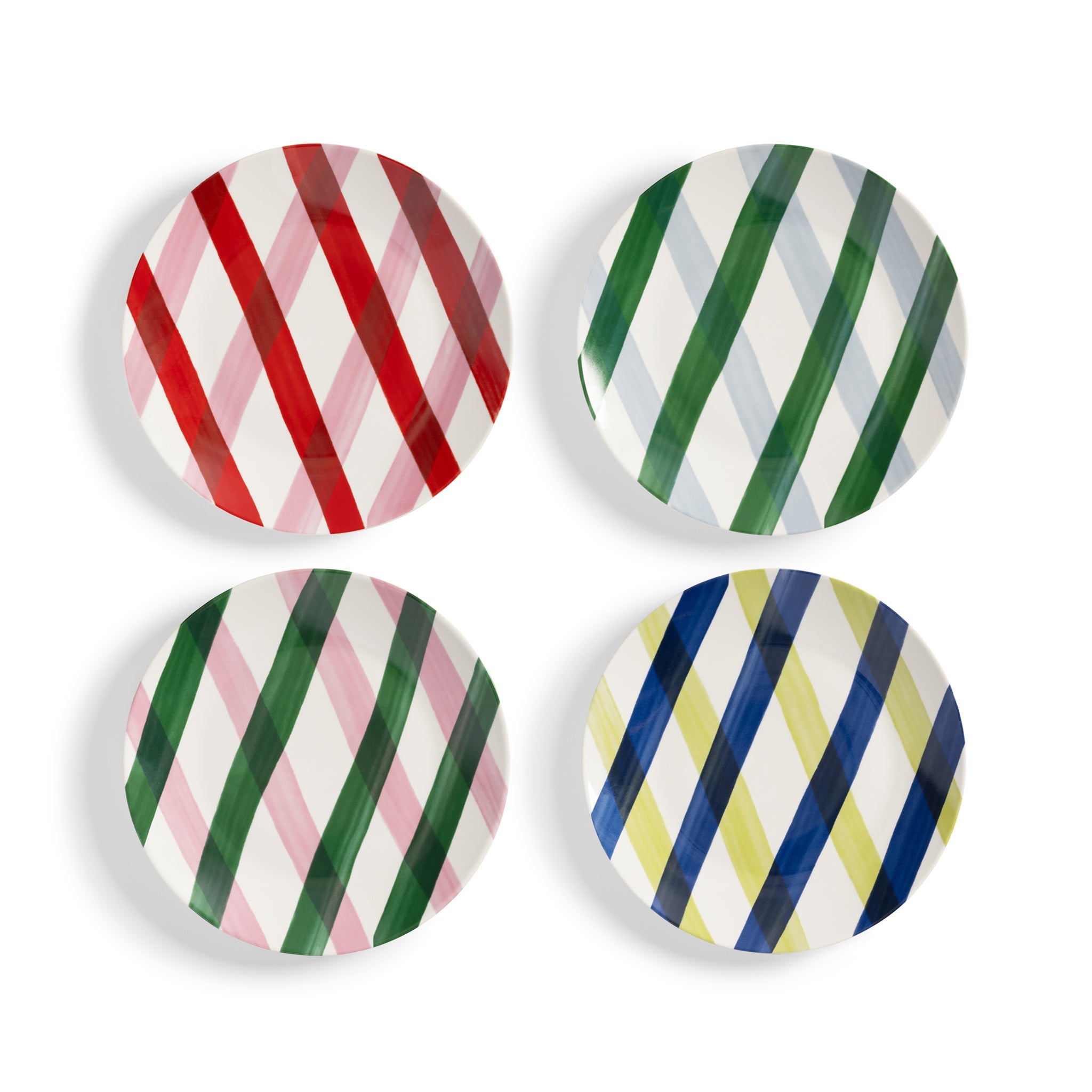 Çizgi Desenli 4'lü Tabak Seti (Ø 20.5cm)