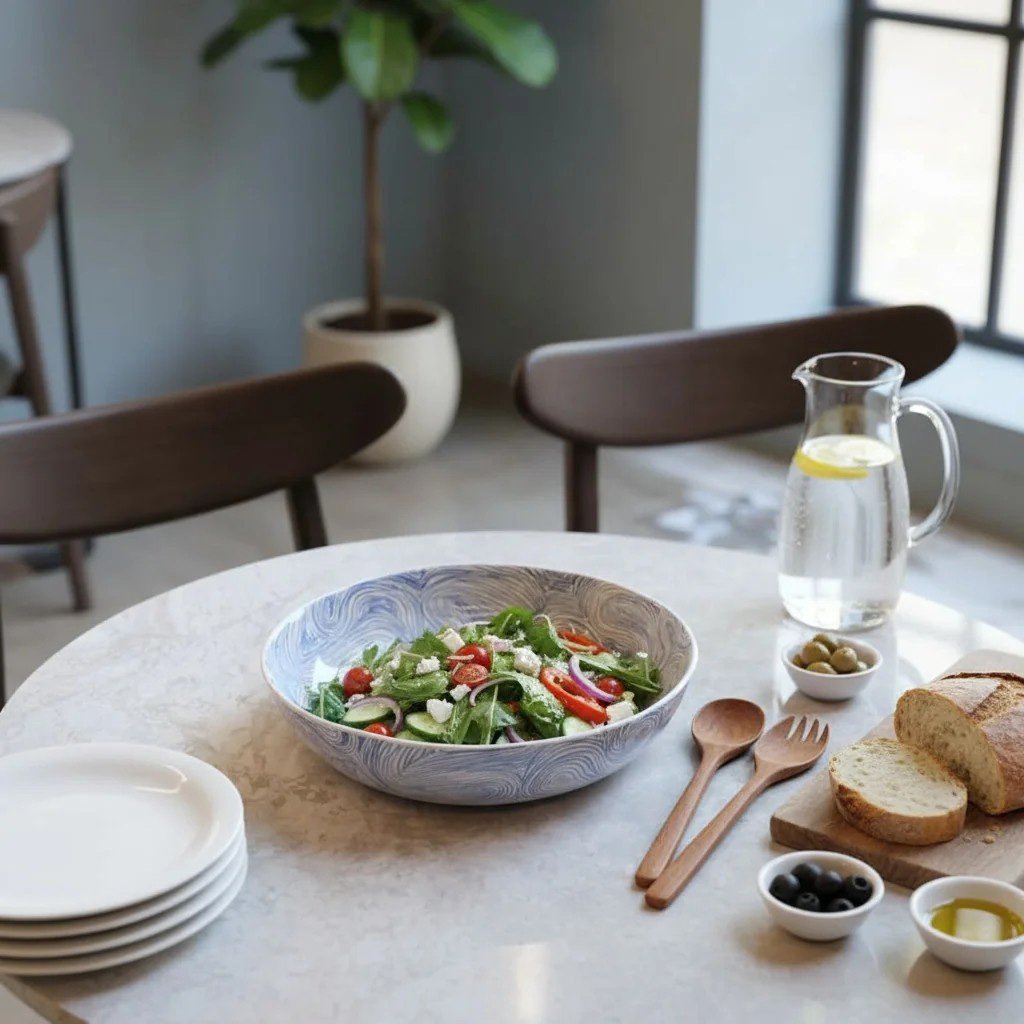 Çizgili Büyük Stoneware Tabak
