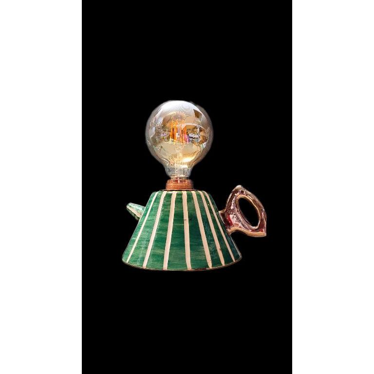 Çizgili Çaydanlık Formlu Abajur