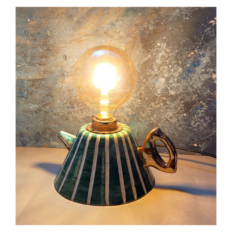 Çizgili Çaydanlık Formlu Abajur