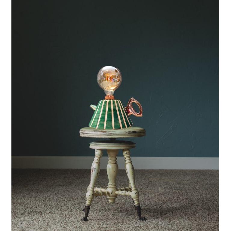 Çizgili Çaydanlık Formlu Abajur