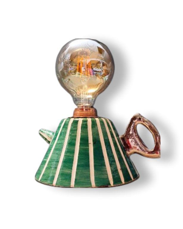 Çizgili Çaydanlık Formlu Abajur