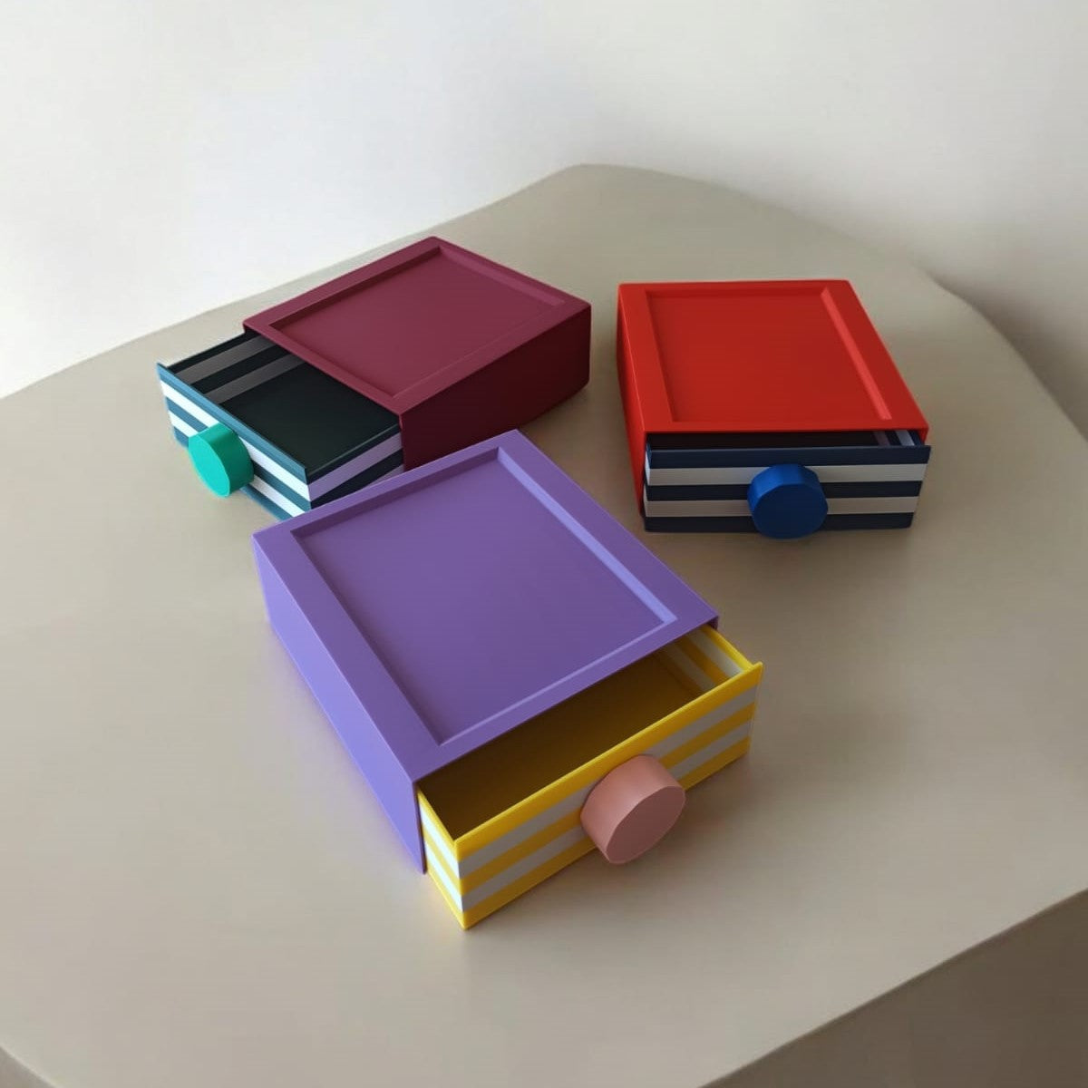 Çok Renkli Çekmeceli Kutu 3'Lü Set No. 2