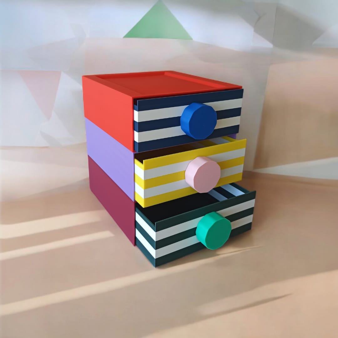 Çok Renkli Çekmeceli Kutu 3'Lü Set No. 2