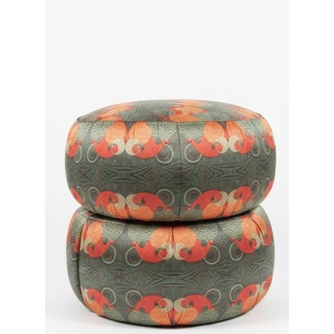 Core, Tavus Kuşu Parlak Kadife Puf / Yan Sehpa