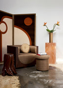 Cube Lounge Bej Ceviz Kaplama Berjer
