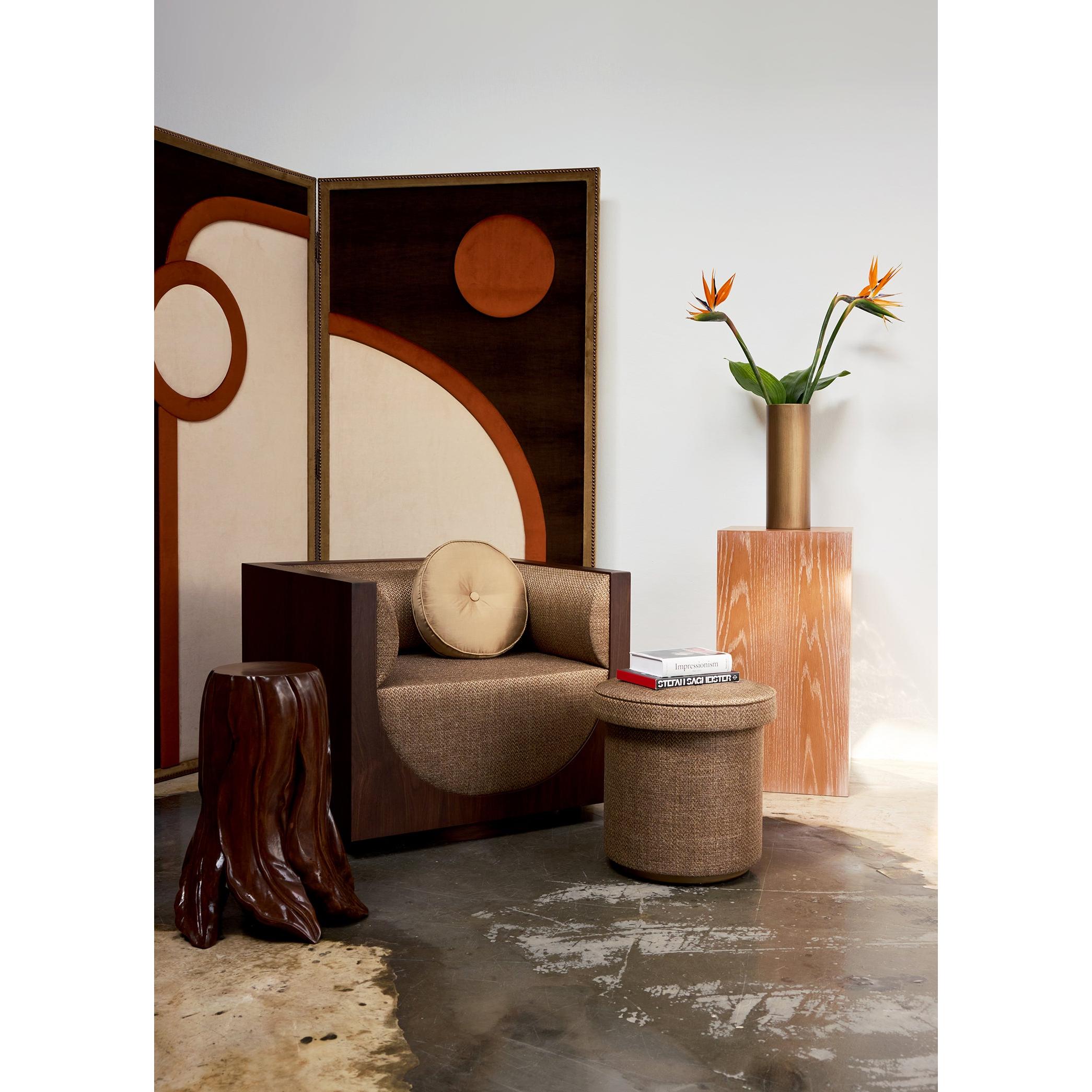 Cube Lounge Bej Ceviz Kaplama Berjer