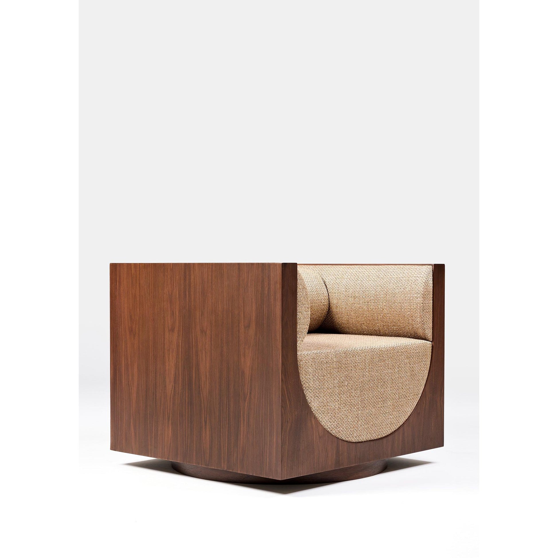 Cube Lounge Bej Ceviz Kaplama Berjer