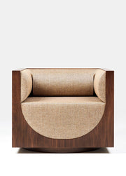 Cube Lounge Bej Ceviz Kaplama Berjer