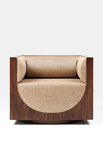 Cube Lounge Bej Ceviz Kaplama Berjer