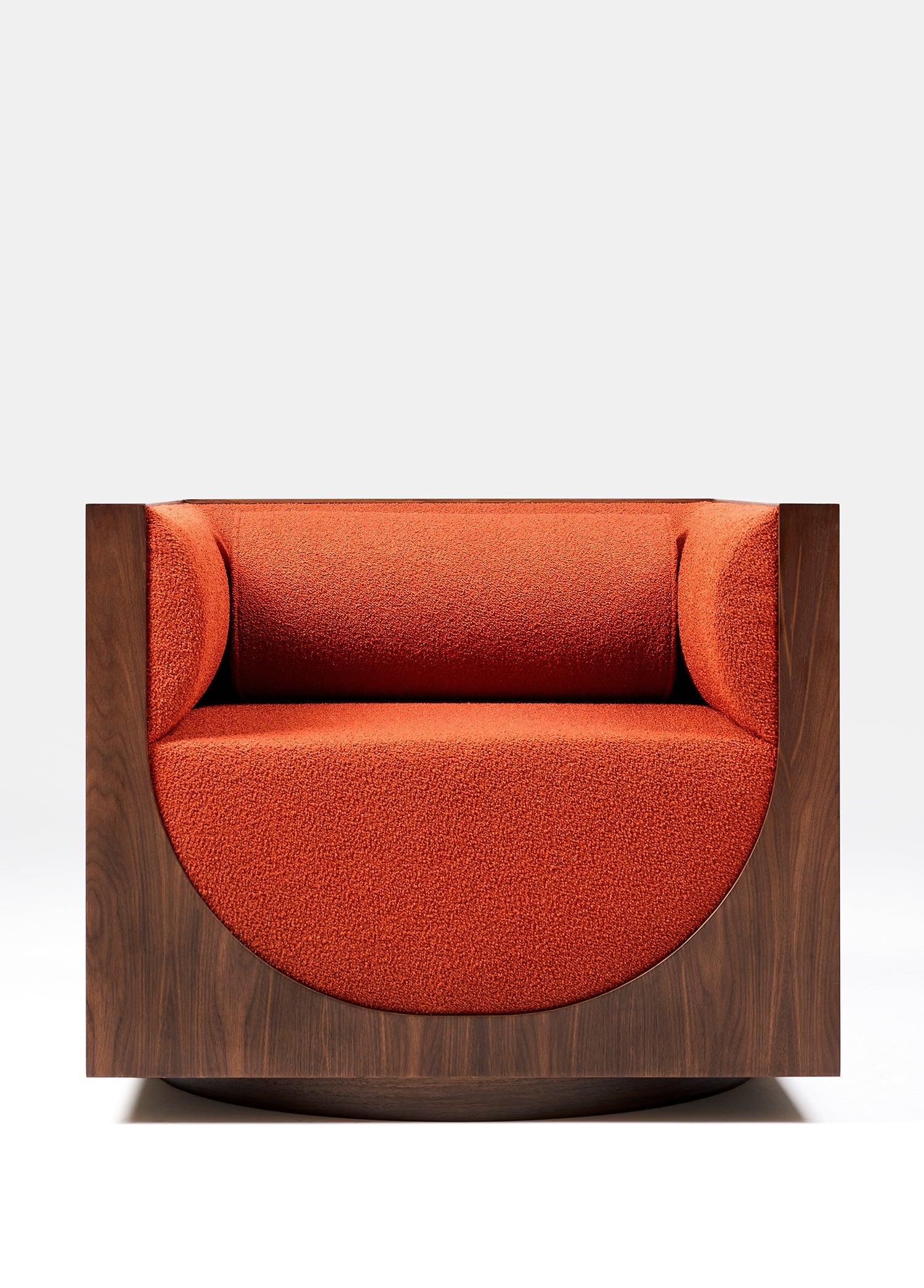 Cube Lounge Terrakota Kiremit Ceviz Kaplama Berjer