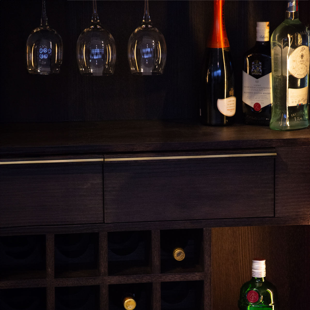 DOCIA Bar / İçki /Kokteyl Dolabı, Meşe, Çıtalı