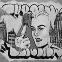Concrete Confessions #17 Tablo-Tablo-The Clique Artworks-18 x 18 x 4 cm/7.0 x 7.0 x 1.5 in-Tuval üzerine beton-Siyah patinalı doğal ahşap çerçeve 0.5 x 4 cm/0.1 x 1.5 in-NowShopFun