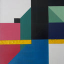 Forward Grid, Crosswise #17 Tablo-Tablo-The Clique Artworks-45 x 45 x 5 cm/17,7 x 17,7 x 2 in-Tuval üzerine akrilik ve yağlı boya-Beyaz patinalı doğal ahşap çerçeve 2 x 5 cm/0.7 x 1.9 in-NowShopFun