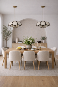 Daisy Striped Fransız Tarzı 3 Işıklı Avize-Avize-Motto Home Design-Natural-Koyu Kahve-NowShopFun