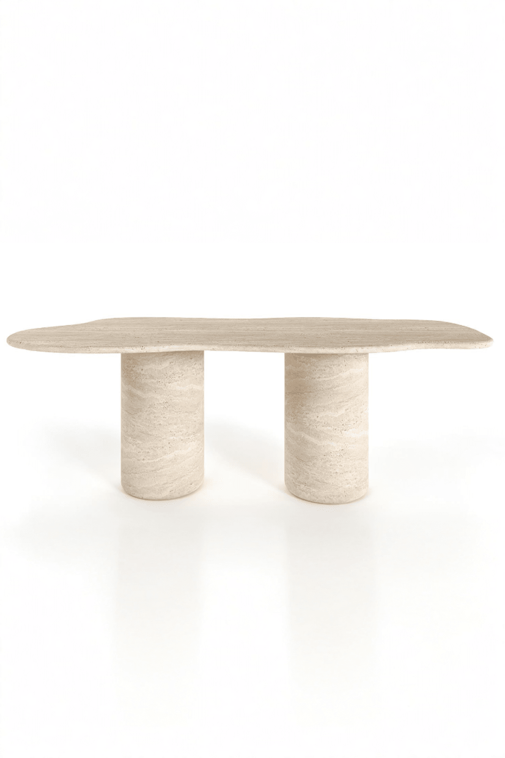 Daisy-Traverten Serbest Şekil Silindir Ayak Yemek Masası