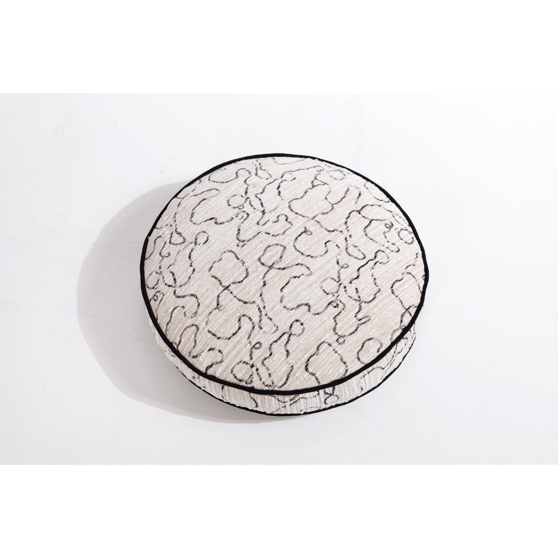 Dalga Desenli Siyah Beyaz Yuvarlak Şönil Kırlent